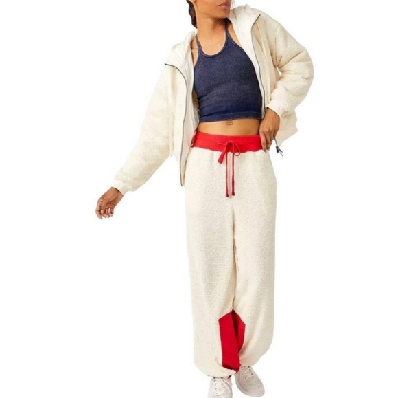 NWT FP Movement by Free People Cuddle Up Pants Size Large in Ivory - Picture 1 of 6